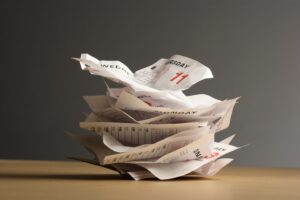 pile of calendar pages on desk